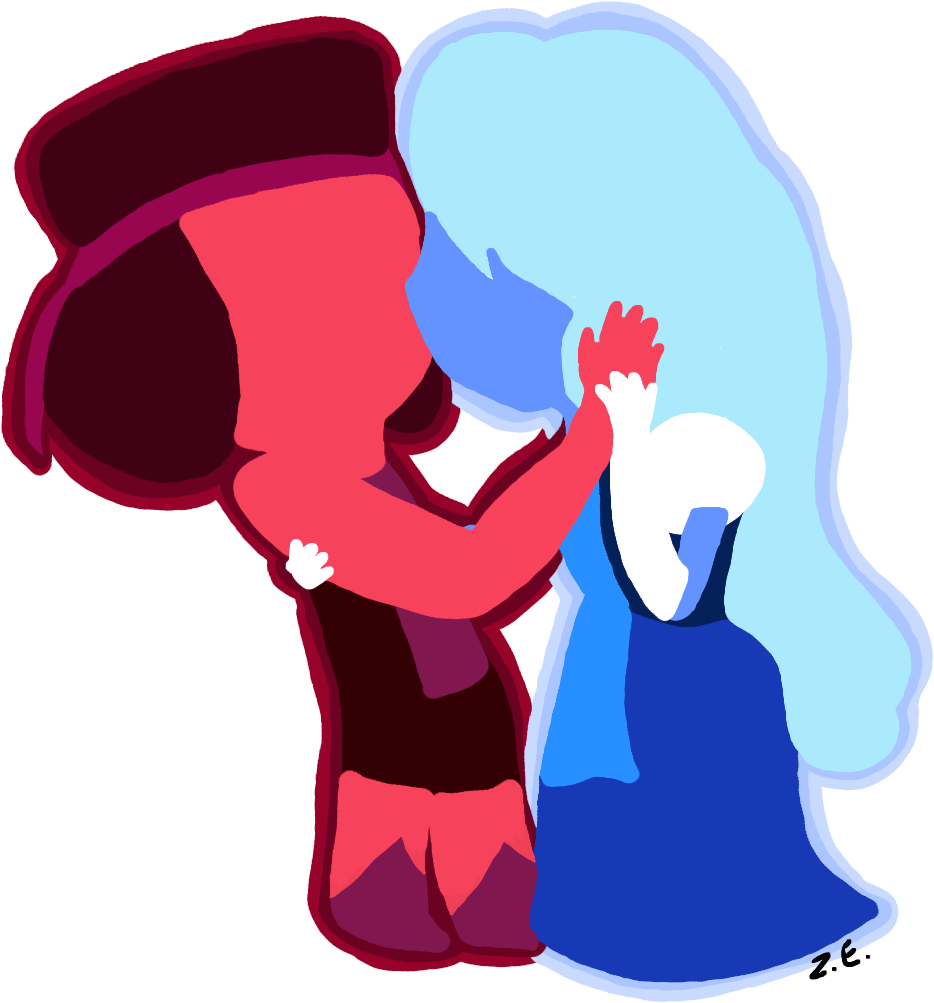 Ruby And Sapphire - Cartoon (956x1023)