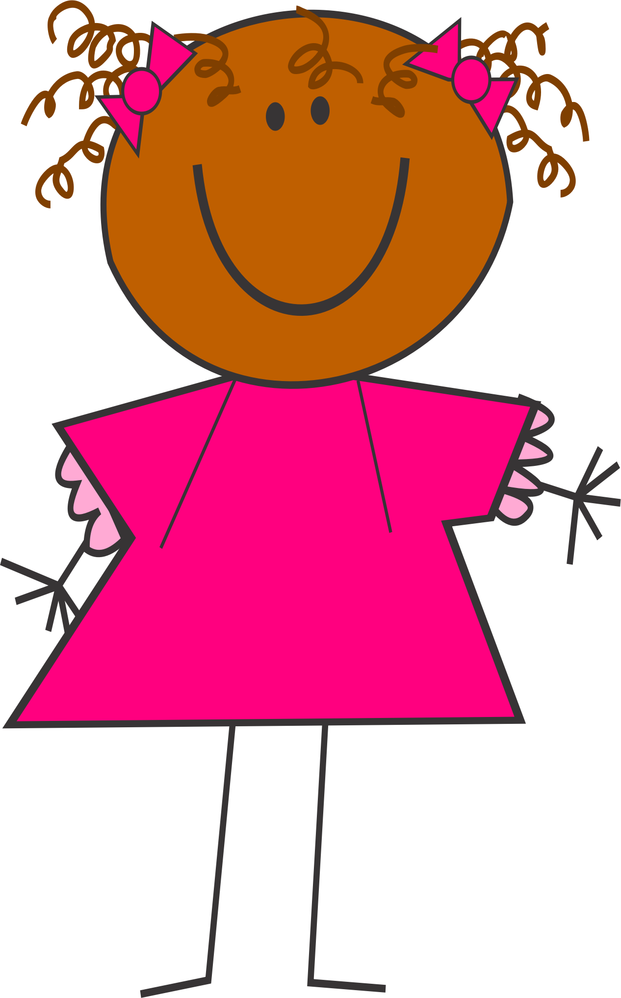 Big Image - Dark Skinned Girl Clipart (1266x2035)