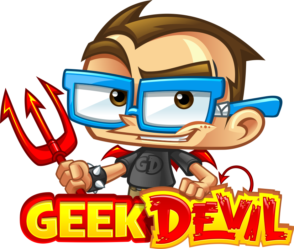 Cartoon Logo Design Speedydoodle Studios - Geek Devil (938x794)