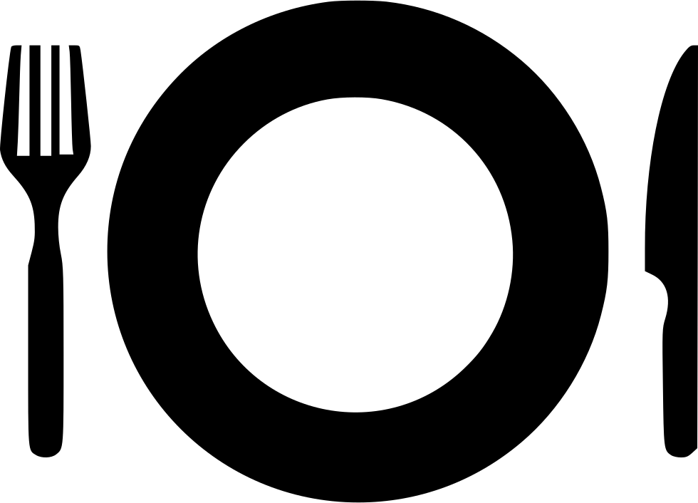 Kitchen Cutlery Restaurant Plate Fork Knife Comments - Png Food Black Icon (980x706)