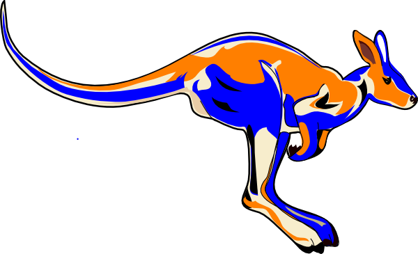 Blue Kangaroo Clip Art At Clker - Kangaroo Clip Art (600x365)