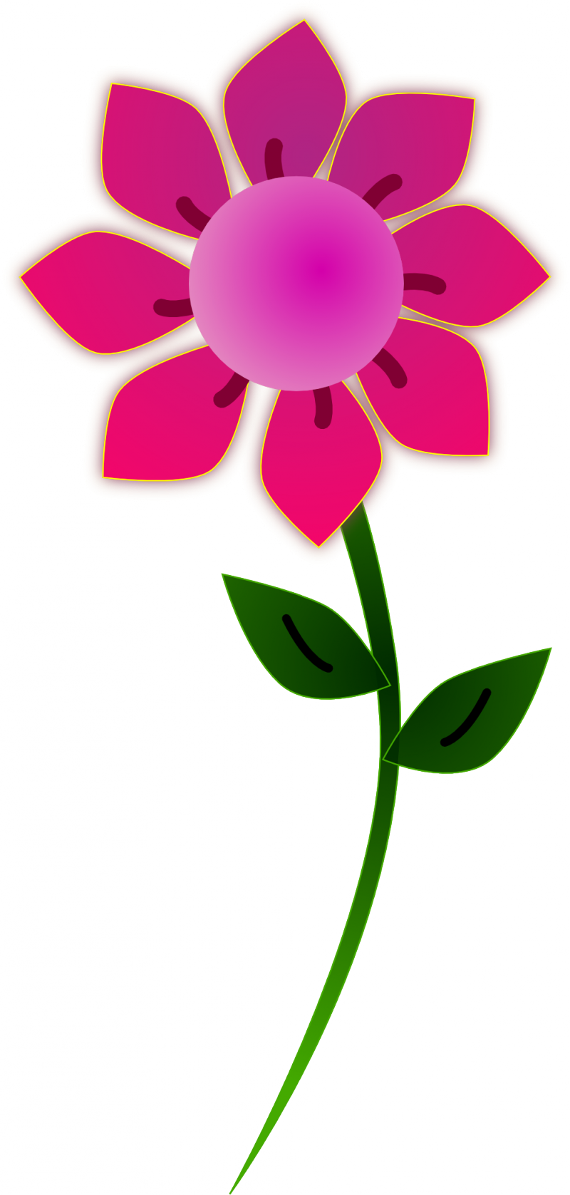 Light Pink Flowers Clip Art Pink And Green - Flower Clipart Png (800x1677)