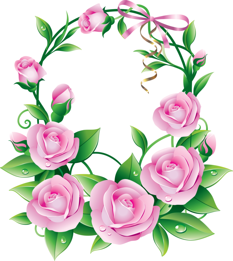 Pink Roses Frames - Flowers Vector File (750x839)