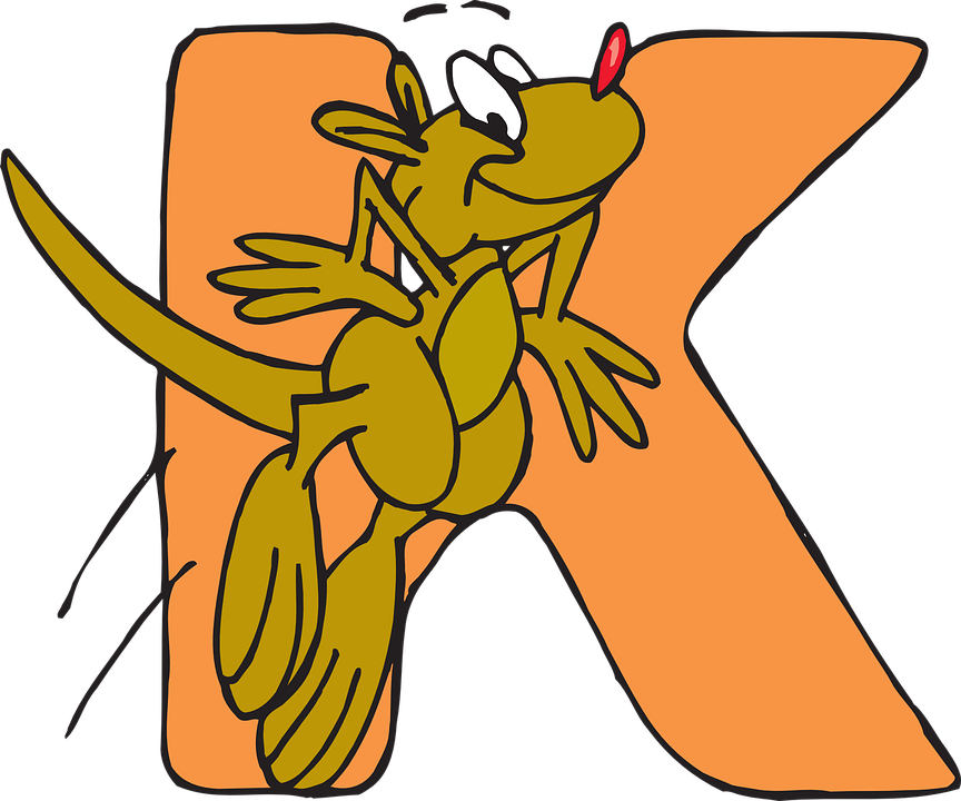 Alphabet Cartoon, Kangaroo, Art, Jumping, Animal, Alphabet - K Is For Kangaroo Clipart (864x720)