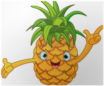 Cheerful Cartoon Pineapple Character Poster • Pixers® - Cartoon Pineapple (400x400)