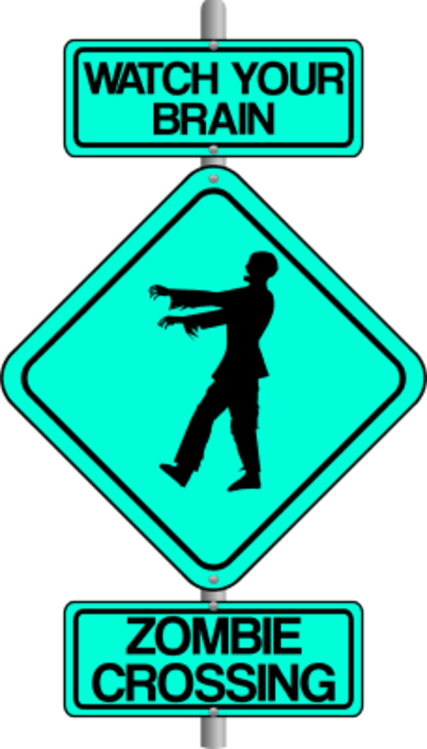Zombie Crossing The Street Comic Traffic Sign - Zombiecrossing Journal (600x1053)