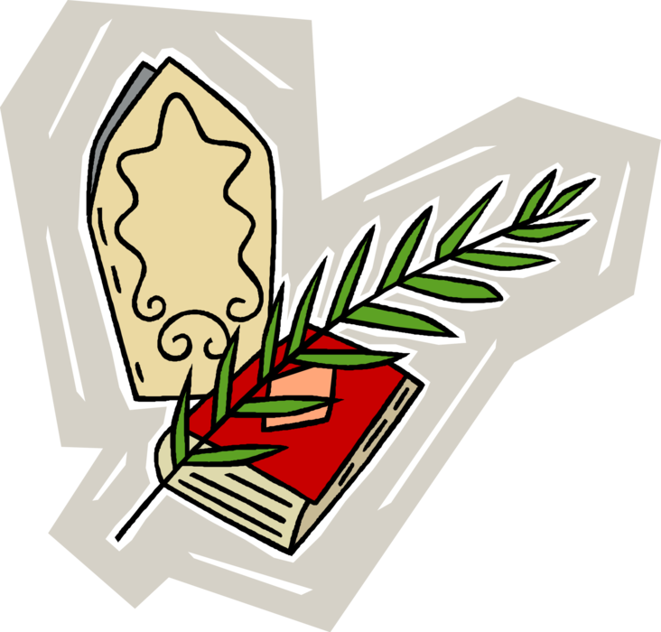Vector Illustration Of Christian Bible With Palm Branch - Foundation (732x700)