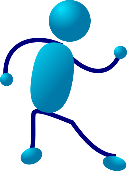 Blue Stickman Walk Clip Art At Clker - Stick Man Running (444x599)
