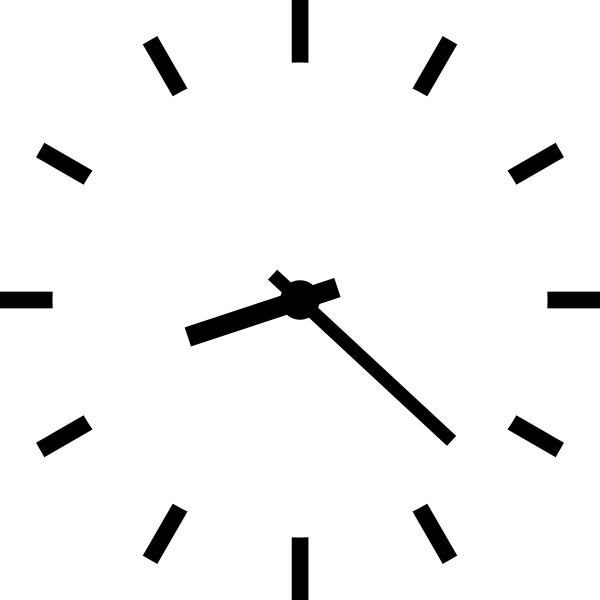 Clock - Clipart - Black - And - White - White Clock Vector Png (600x600)