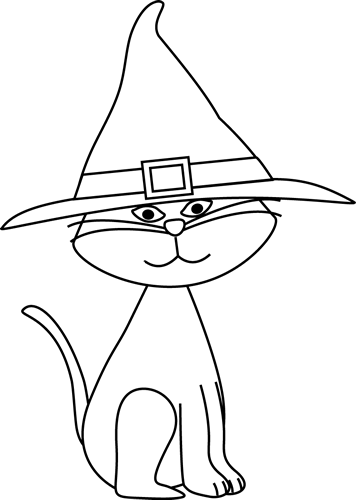 Black And White Halloween Cat - Halloween Black And White (356x500)