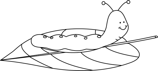 Black And White Caterpillar On A Leaf - Caterpillar Cliparts Black And White (543x246)