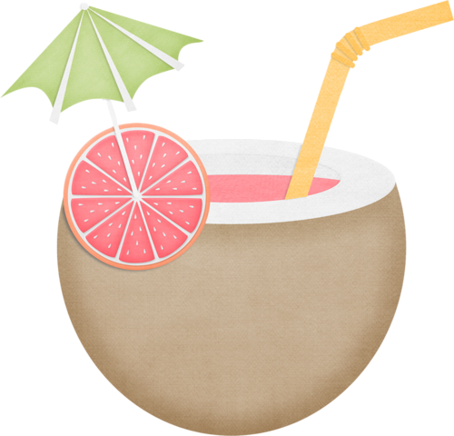 Cocoanut Drink - Hawaii Aloha Coconut Clipart Png (500x480)