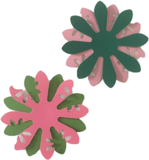 Dbl Sided Pink And Green Teal And Light Pink Cutout - Artificial Flower (507x558)