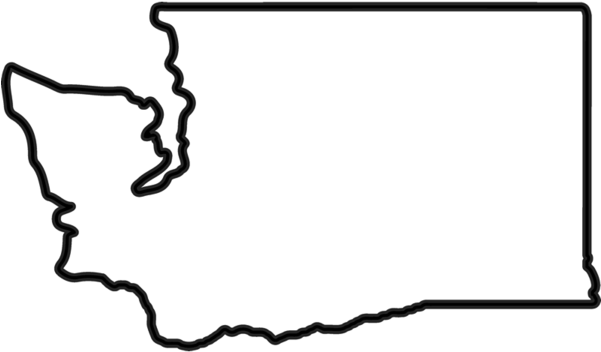 Washington Outline Rubber Stamp - Black And White Washington State Outline (600x600)