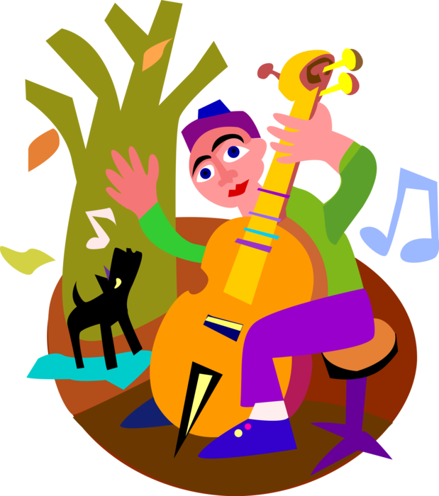 Vector Illustration Of Cellist Musician Plays Cello - Song (619x700)