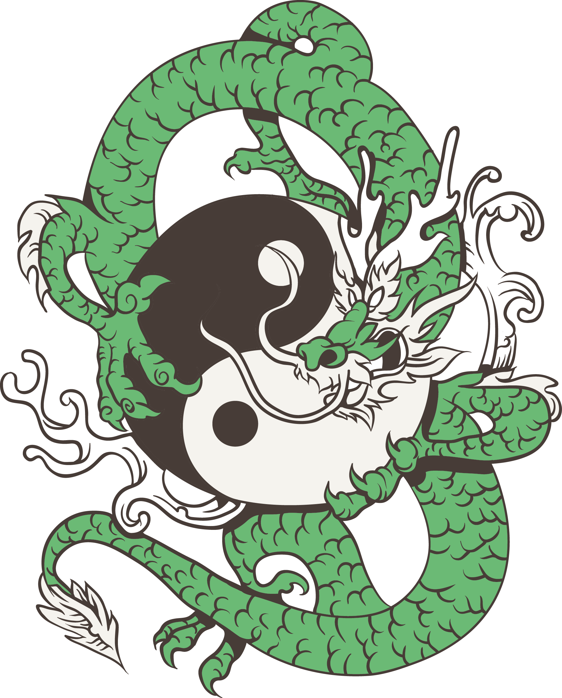 T-shirt Chinese Dragon Poster Japanese Dragon - Dragon Yin Yang Art China Beast White Tea Coffee Ceramic (1897x2358)
