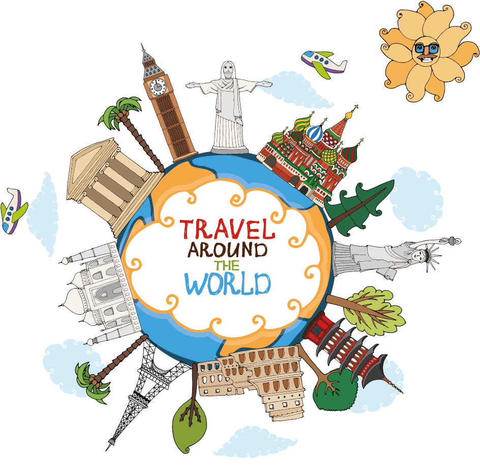 World Travel Landmark Clip Art - Travel The World Vector (1181x1181)