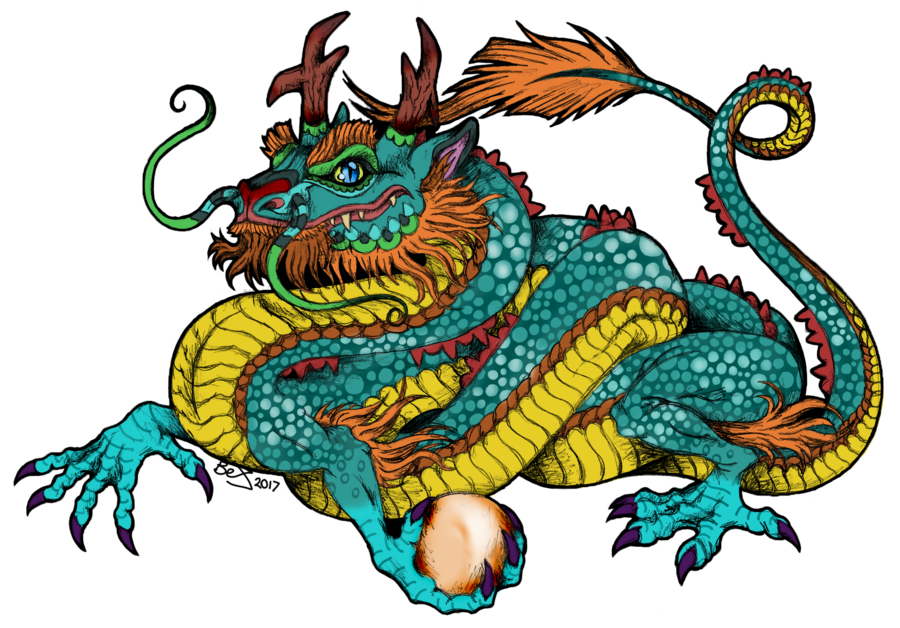 Chinese Lung Dragon Design By Dragonbex - Illustration (900x628)