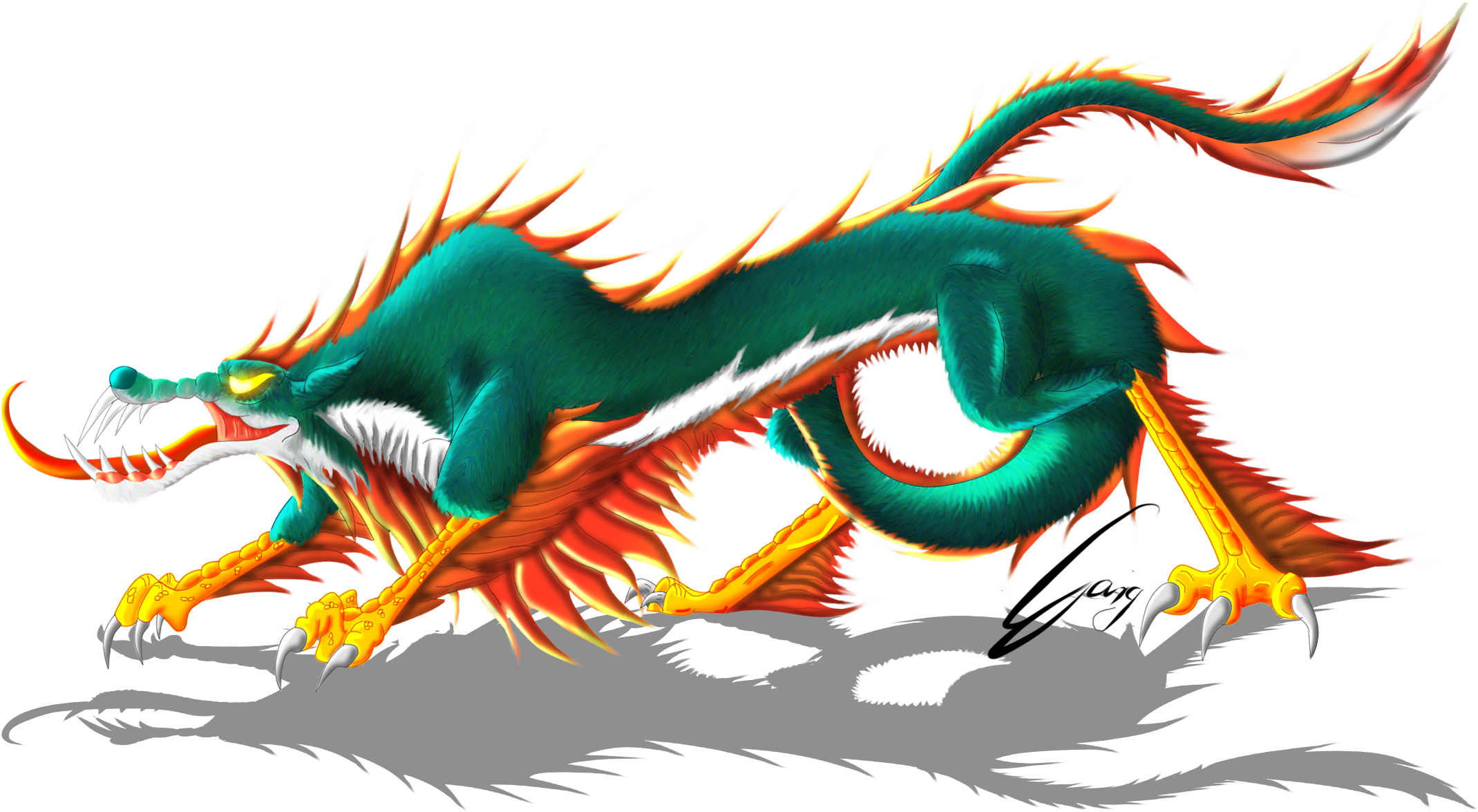 Chinese Dragon Canine By Avpke - Realistic Chinese Dragon Png (2185x1181)