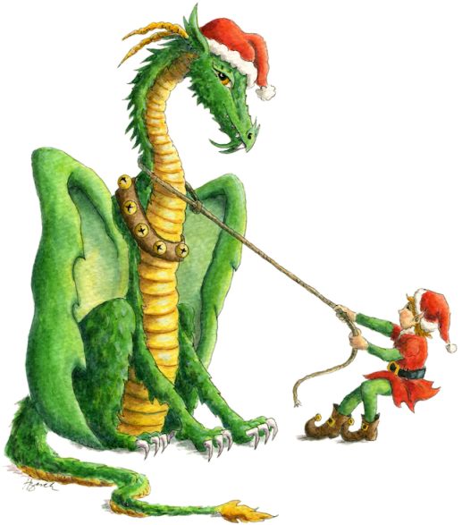 Christmas Dragon And Elf - Dragon Christmas (553x640)