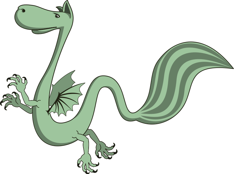 Free Cartoon Winged Dragon Clip Art - Rowing Dragon Clipart Free (800x596)