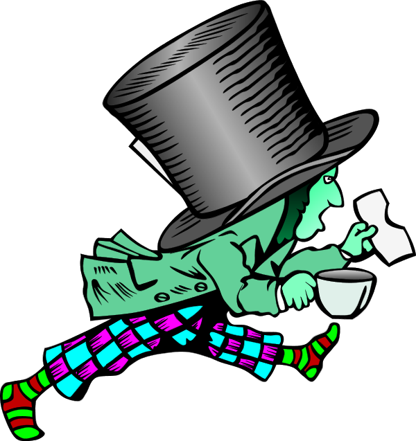 Mad Hatter Vector Clip Art 6lfoea Clipart - Mad-hatter Round Ornament (600x637)