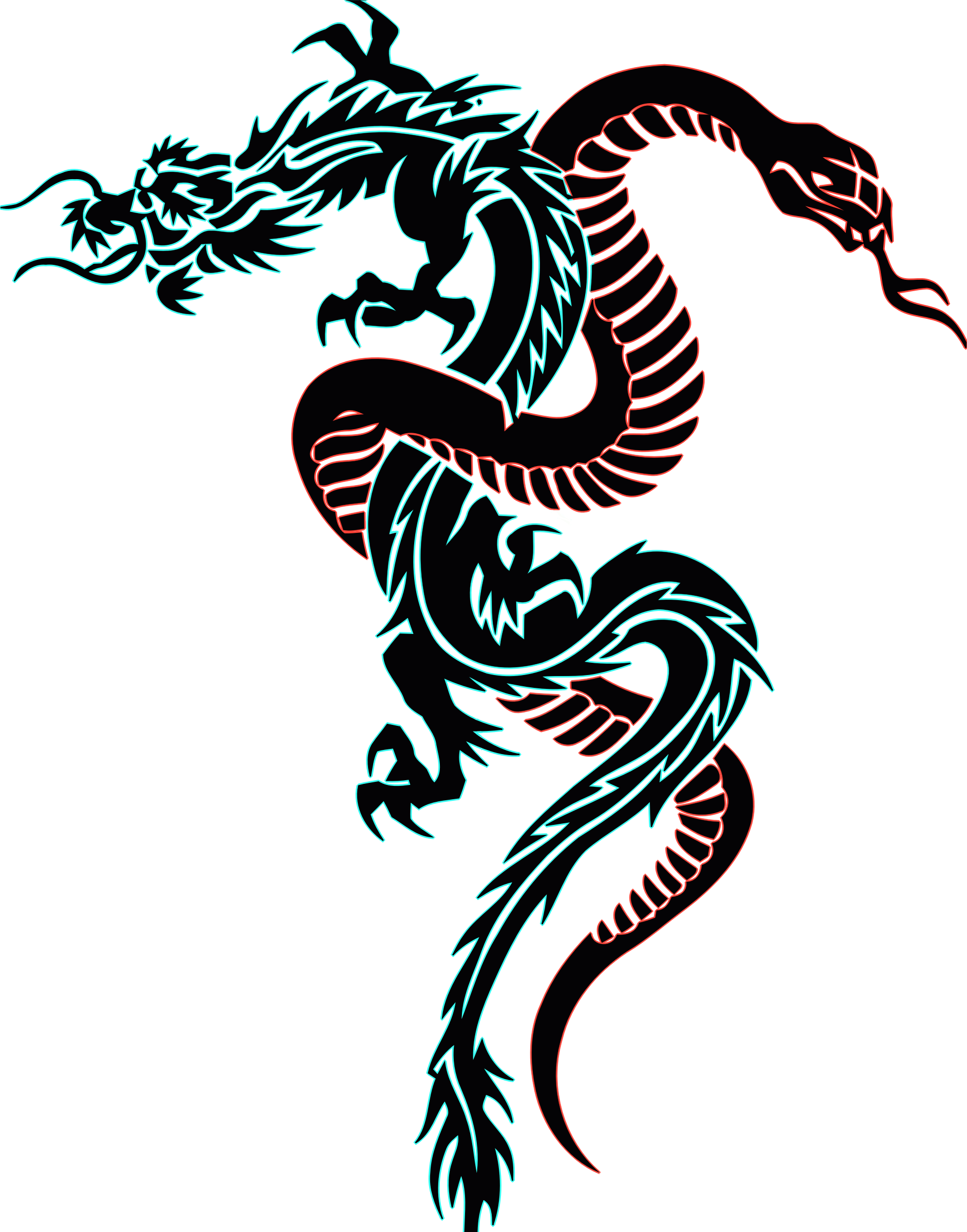Snake Tattoo Png - Dragon And Snake Tattoo (1884x2400)