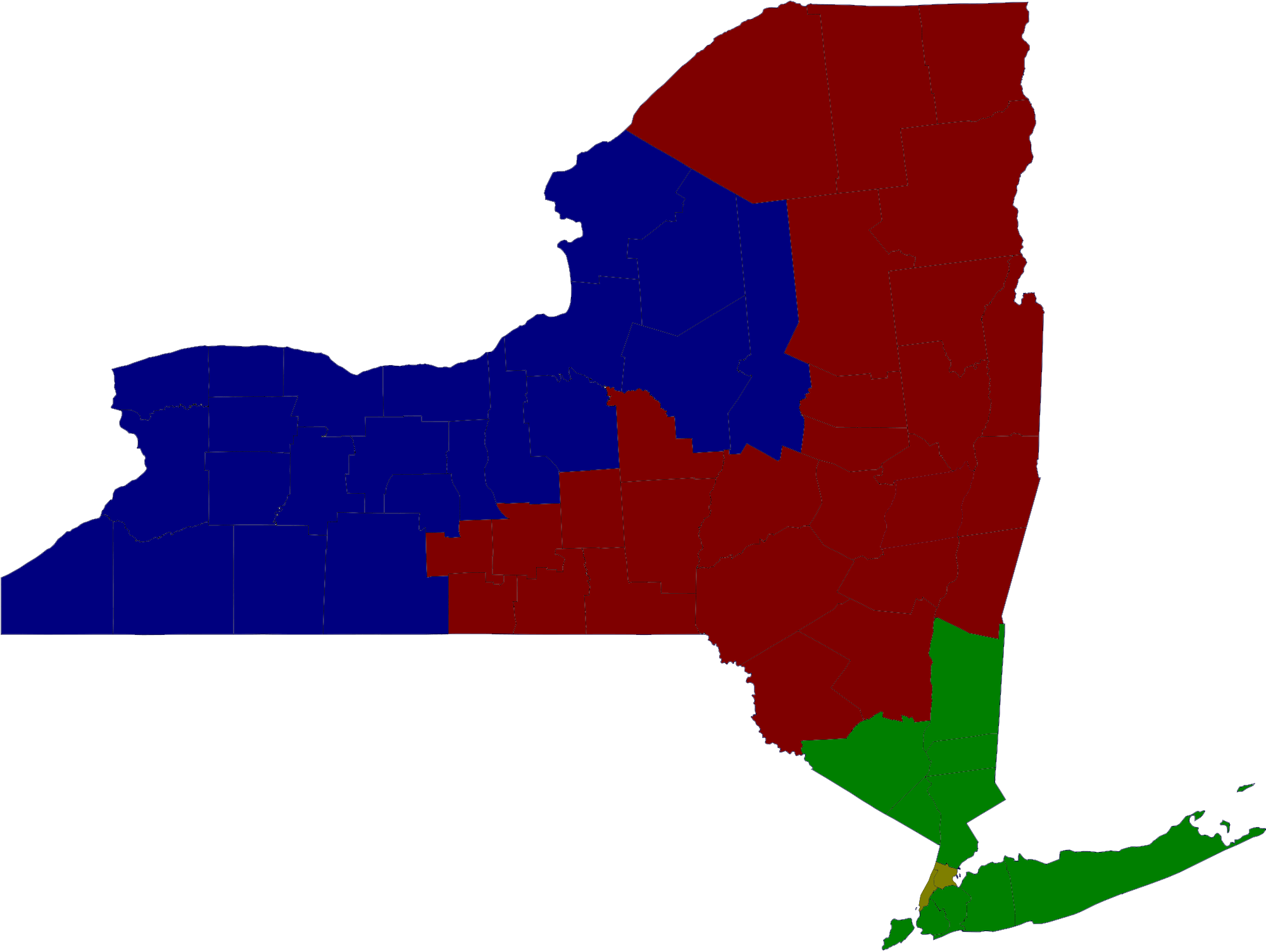 Map Of The Four Departments Of The New York Supreme - New York Governor Election 2014 (2000x1504)