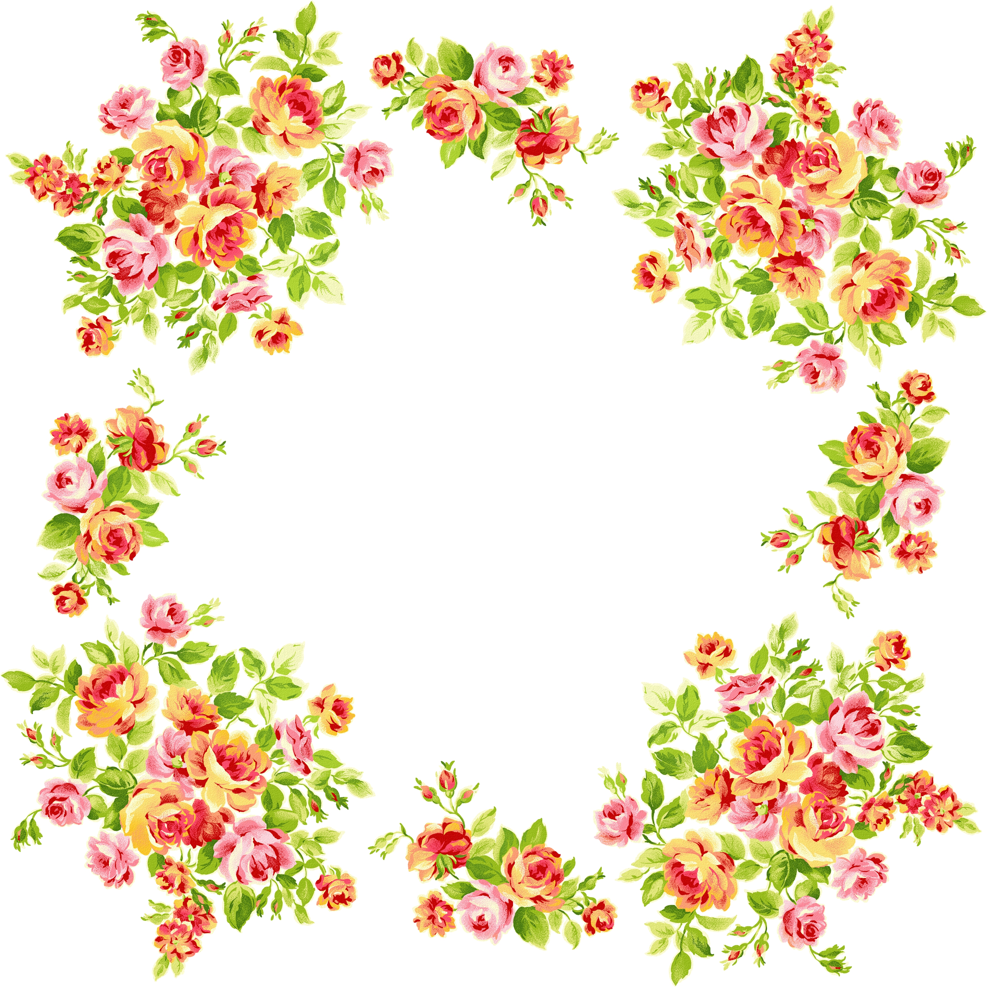 Picture Frames Flower Clip Art - Picture Frames Flower Clip Art (3425x3425)