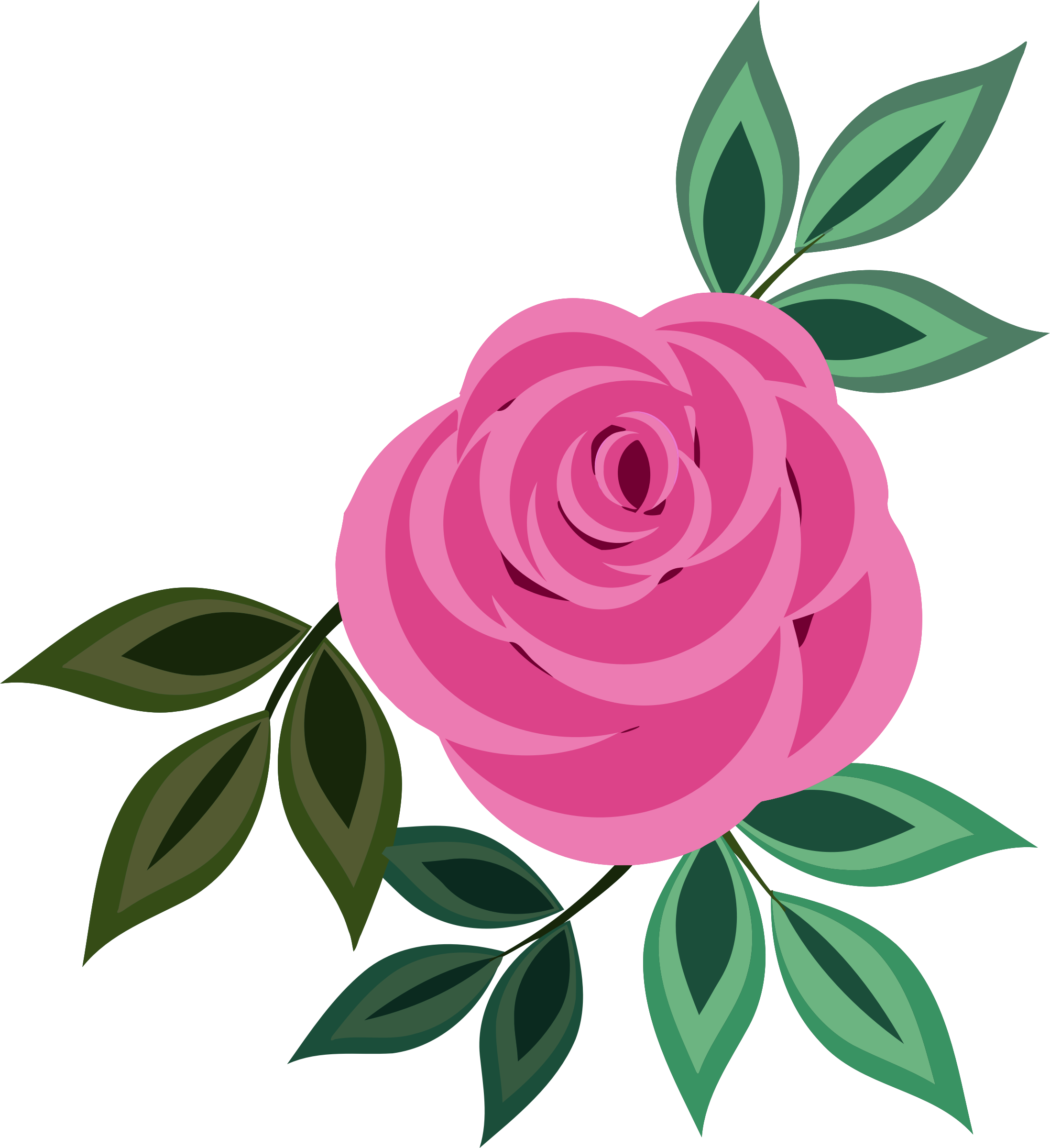 Rose 20 - Pink Rose Rose Clipart (2196x2400)