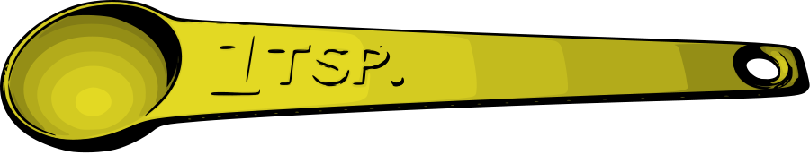 Spoon Clipart - 1 Teaspoon Measuring Spoon (1600x309)