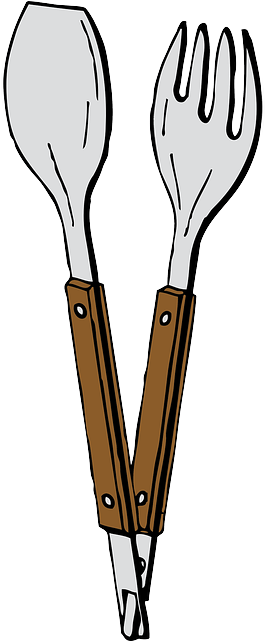 Silverware Food, Cartoon, Tools, Salad, Kitchen, Tongs, - Tongs Clipart Png (320x640)