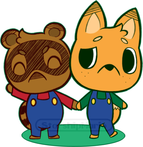 Luigi The Fox And Mario The Tanuki They're A Pair Of - Cartoon (500x513)