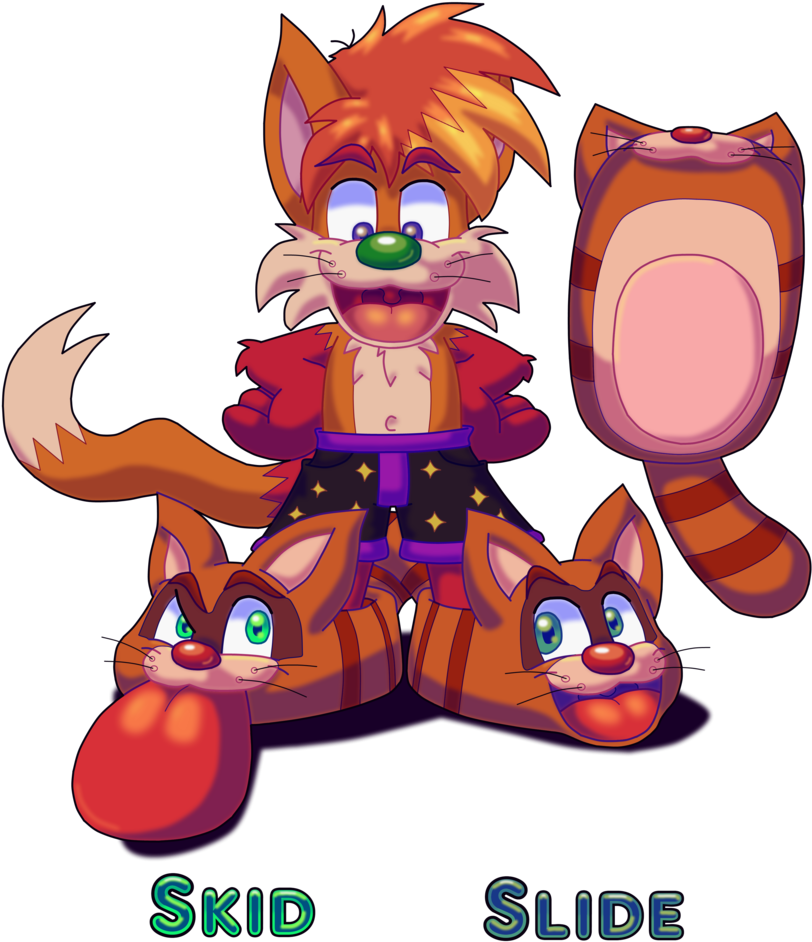 Skid And Slide, The Animated Tanuki Slippers By Tamerkoh - Cartoon (828x966)