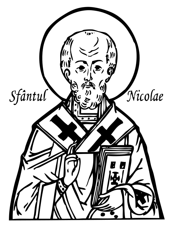 Saint Nicholas Black And White (566x800)