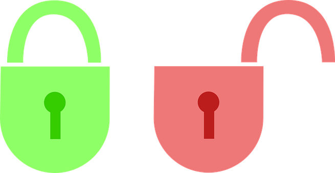 Padlocks, Locked, Open, Locks, Private - Lock Unlock Icon Png (655x340)