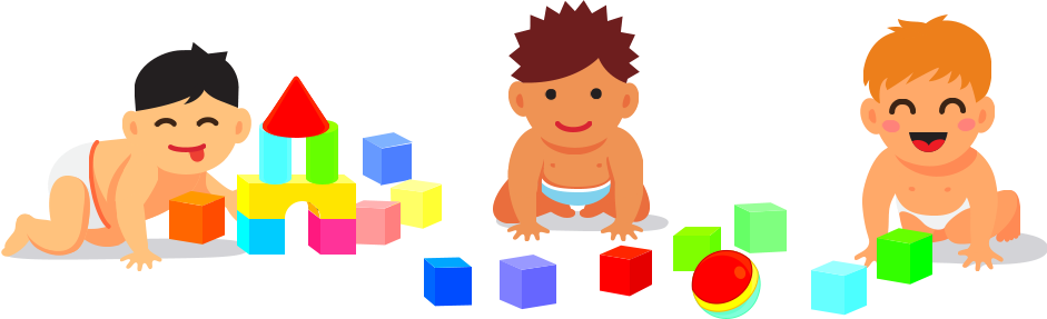Animated Illustration Of Babies Playing With Blocks - Child Care (941x287)