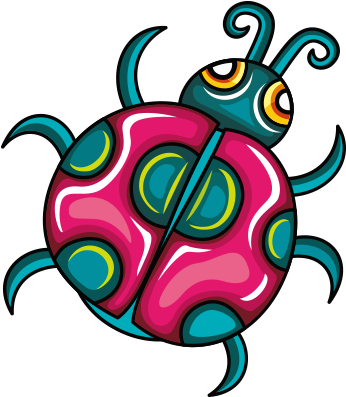 Insect Sticker Cartoon Clip Art - Teal And Pink Ladybug King Duvet (500x500)