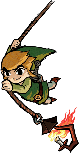 #link Swinging On A Rope From The Official Artwork - Legend Of Zelda Wind Waker Drawings (310x600)