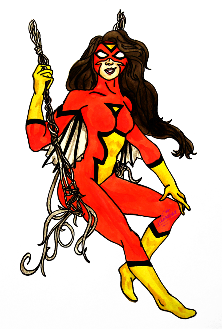 #117 Spider Woman Swinging By Shkvivi - Illustration (730x1095)