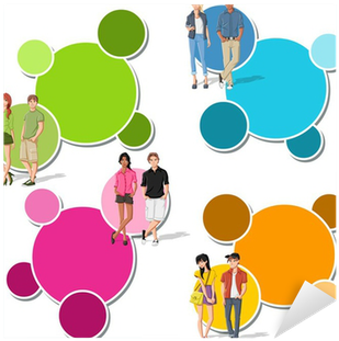 Colorful Template With Fashion Cartoon Young People - Sticker Book Teenagers: Blank Sticker Book, 8 X 10, (400x400)