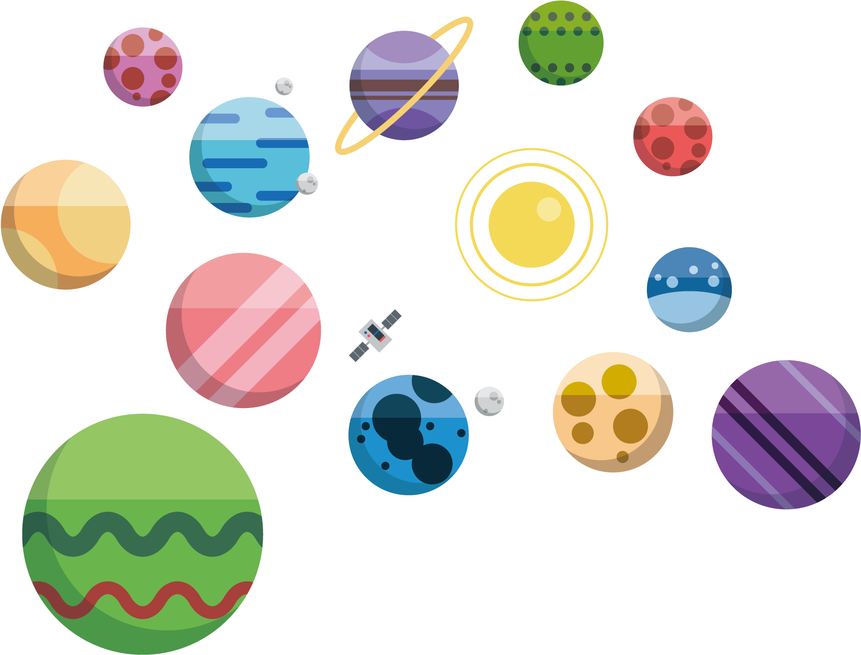 Cartoon Illustration - Colored Planet - Cartoon Illustration - Colored Planet (1800x1800)