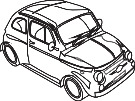 Fiat Car Factory Black White Clipartist - Black And White Drawing Of Car (444x331)