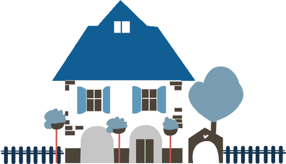 Cartoon House With Picket Fence - House Cartoon With Fence (624x352)