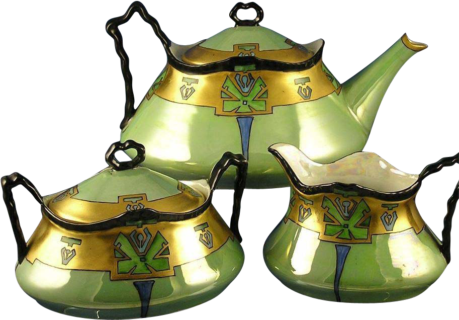 Thomas Bavaria Arts & Crafts Grey, Pink & Gold Plate - Teapot (912x912)