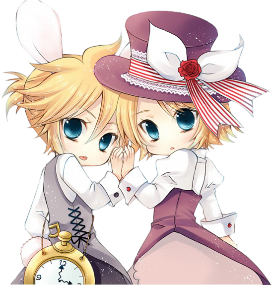 Render Kagamine Rin Len Cosplay Alice Au Pays Des Merveilles - Rin Y Len Kagamine Png (600x573)