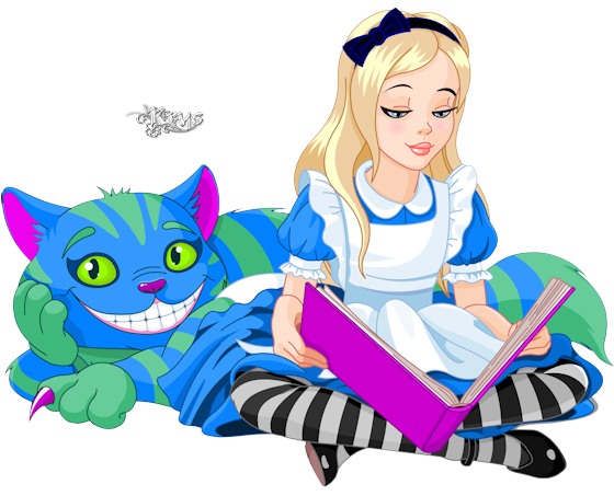 Alice, Au Pays Des Merveilles - Alice And Cheshire Cat (600x452)