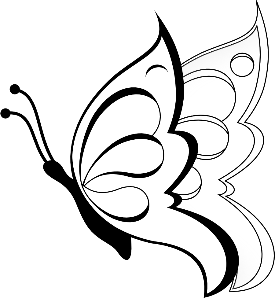 Free Damask Clipart - Easy To Draw Butterfly (999x1032)