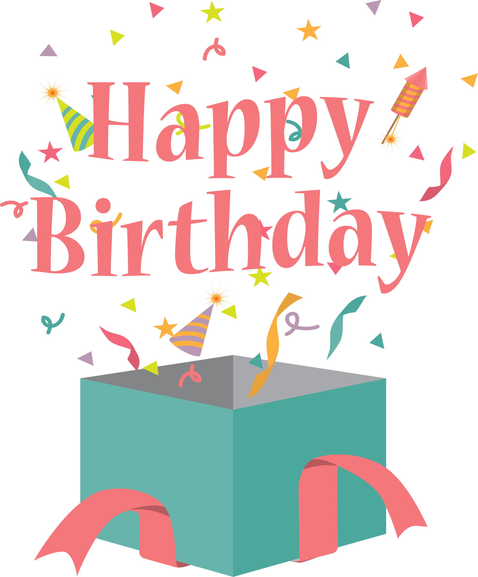 Birthday Cake Gift Greeting Card Clip Art - Happy Birthday Card Gift Png (1596x1925)