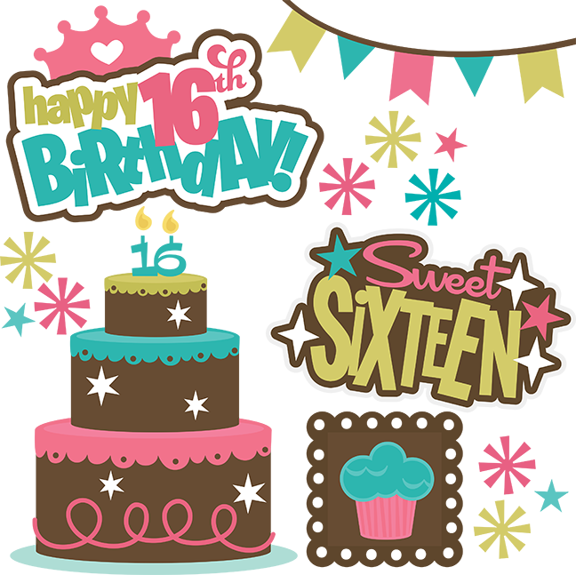 16th Birthday Clipart, 16th Birthday Clipart Free, - Happy Birthday 16th Girl (648x647)